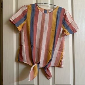 Madewell Button-Back Top in Sherbet Stripe